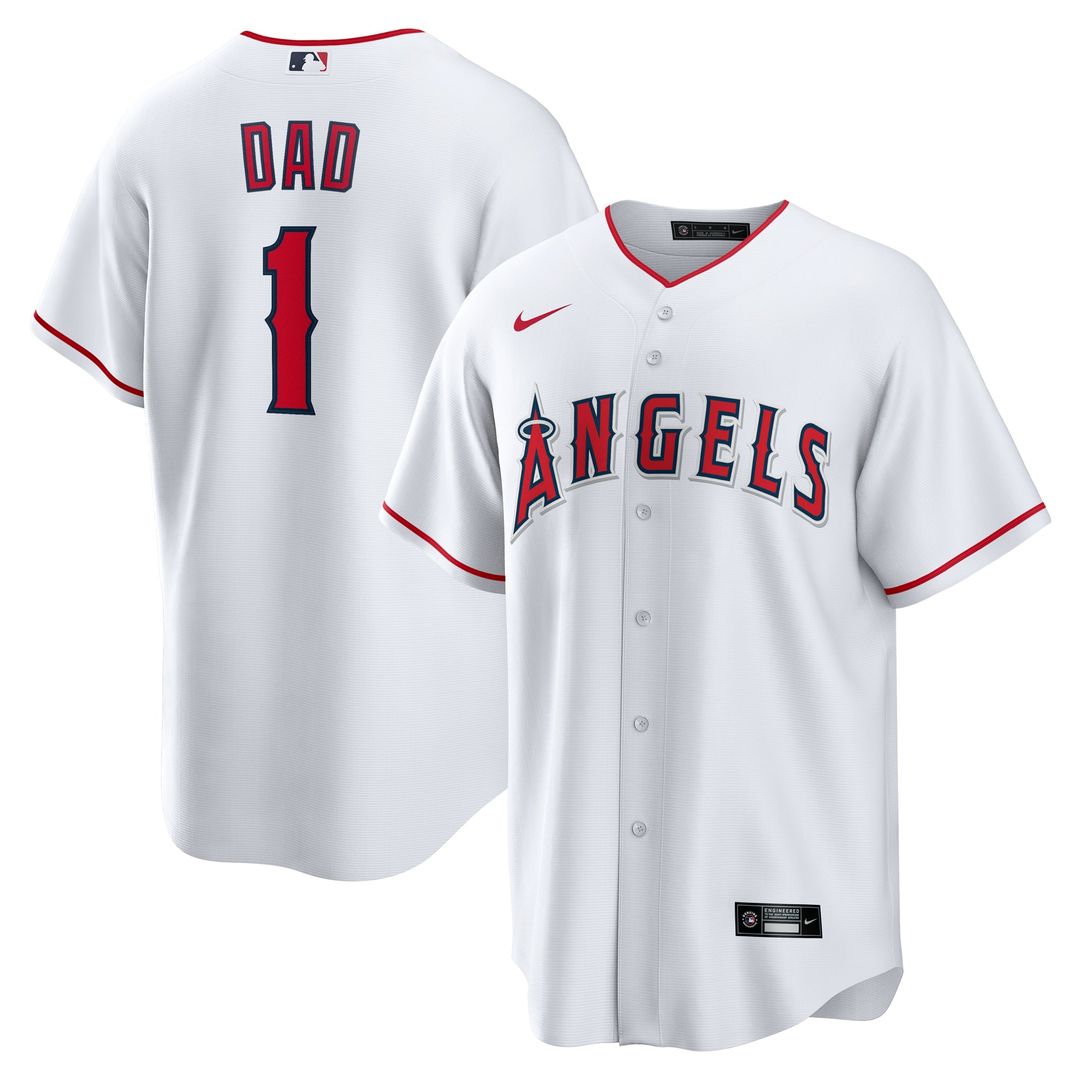 Los Angeles Angels Nike White #1 Dad Home Replica Jersey