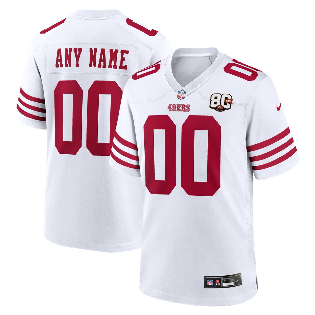 San Francisco 49ers Nike White 80th Anniversary Custom Game Jersey