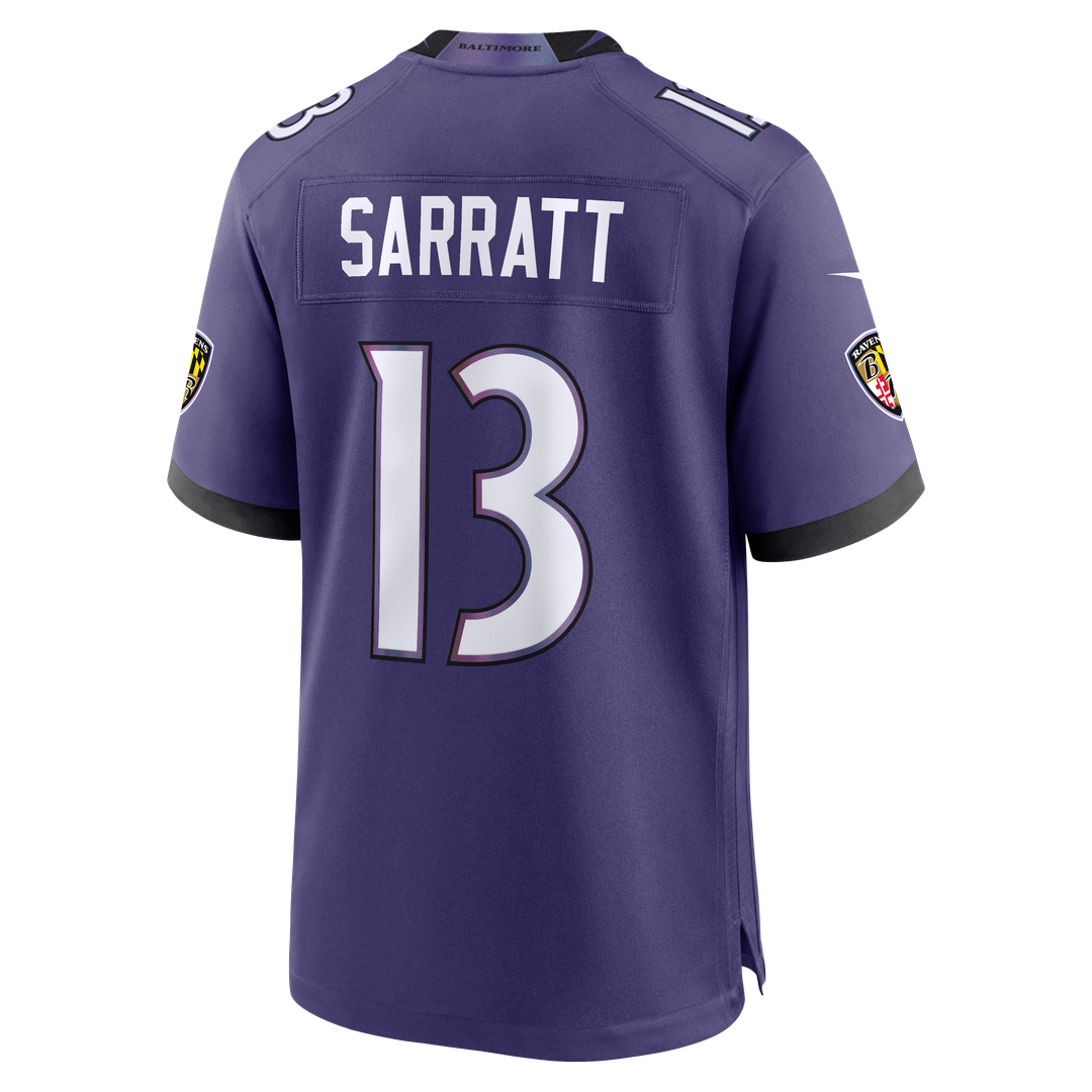 Baltimore Ravens Elijah Sarratt Nike Purple Team Game Jersey