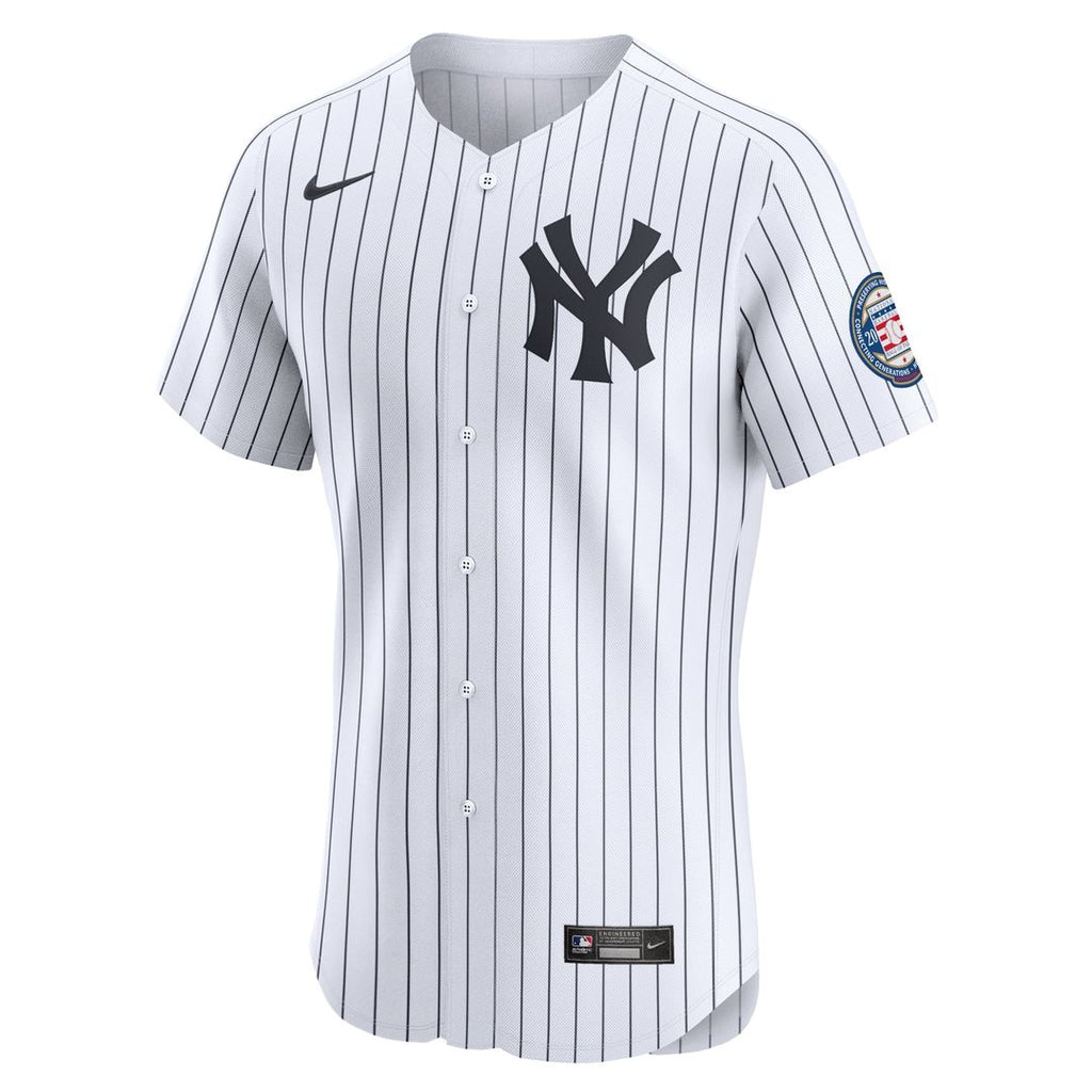 New York Yankees Derek Jeter Nike White Home 2020 Hall of Fame Induction Patch Elite Player Jersey