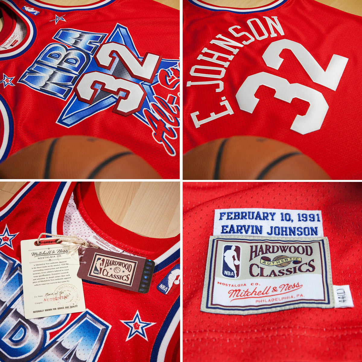 NBA All-Star West Magic Johnson 1991 Authentic Jersey by Mitchell & Ness - Scarlett
