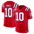 New England Patriots Drake Maye Nike Red Alternate Vapor F.U.S.E. Stitched Limited Jersey