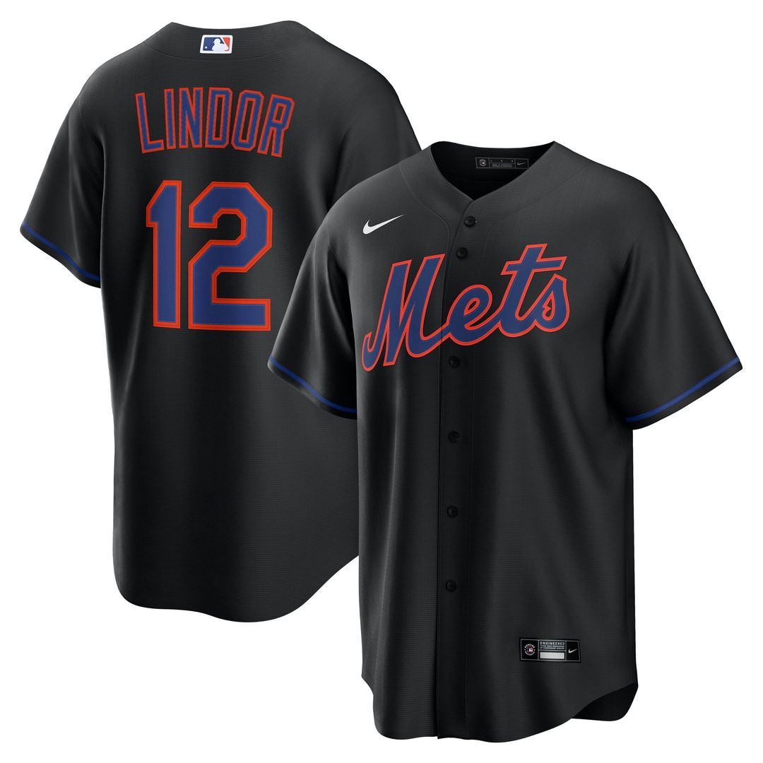 New York Mets Francisco Lindor Nike Black Alternate Replica Jersey