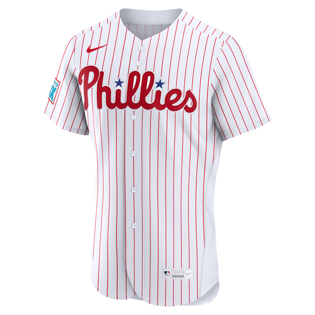 Philadelphia Phillies Bryce Harper Nike White Home Authentic Sponsor Patch Jersey