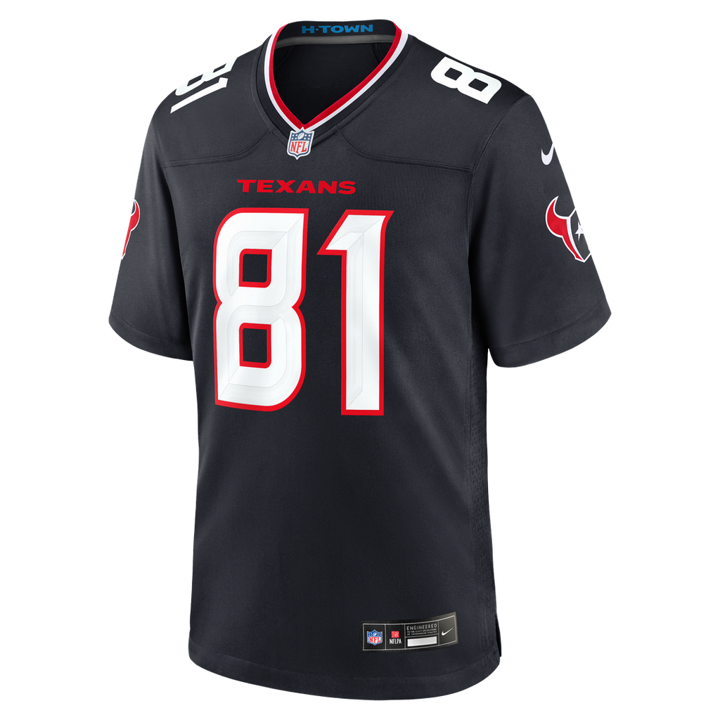 Houston Texans Jayden Higgins Nike Navy Game Jersey