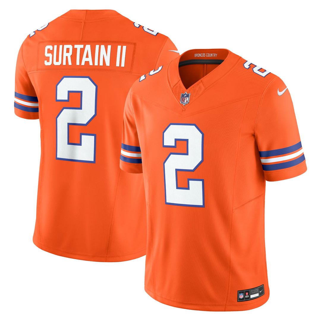 Denver Broncos Patrick Surtain II Nike Orange Alternate Mile High Collection 1977 Throwback Vapor F.U.S.E. Limited Jersey