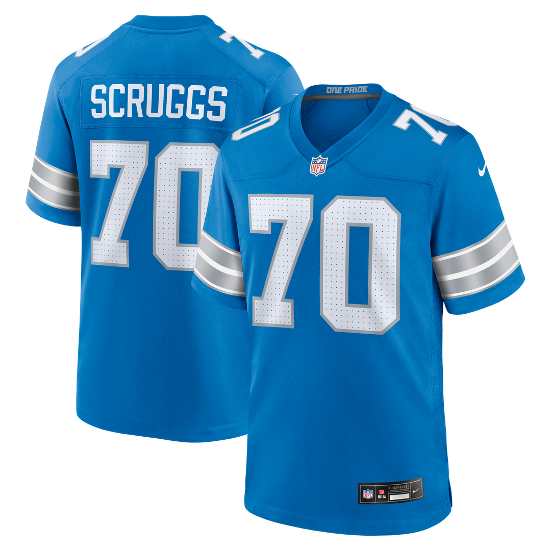 Detroit Lions Juice Scruggs Nike Blue Team Game Jersey