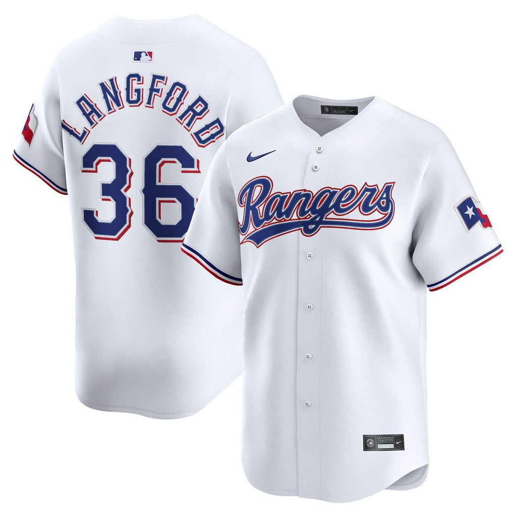 Texas Rangers Wyatt Langford Nike White Home Limited Player Jersey