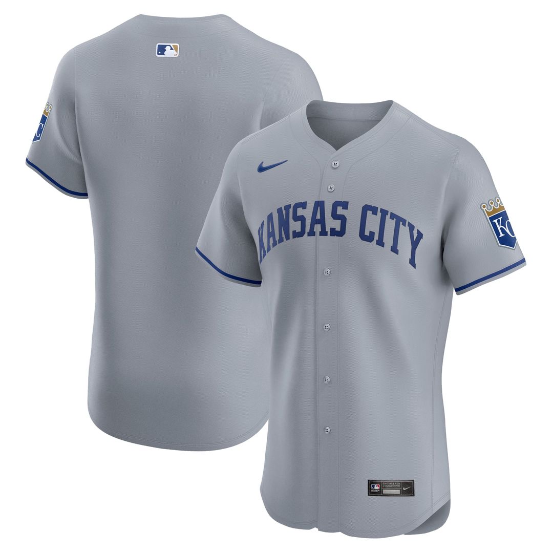 Kansas City Royals Nike Gray Road Vapor Premier Elite Patch Jersey