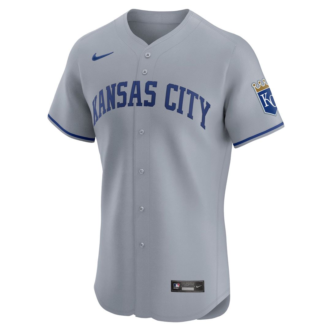 Kansas City Royals Nike Gray Road Vapor Premier Elite Patch Jersey