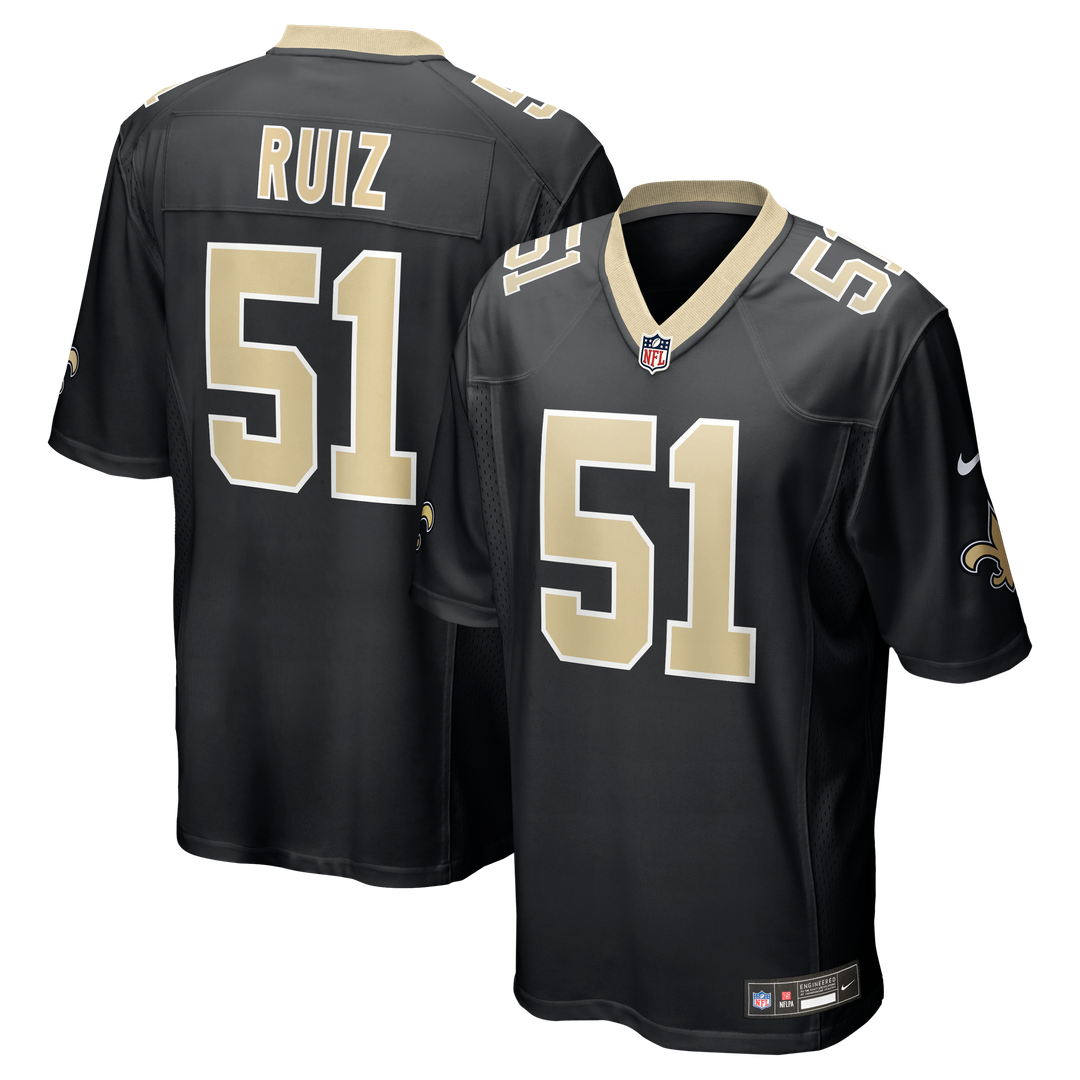 New Orleans Saints Cesar Ruiz Nike Black Player Game Jersey