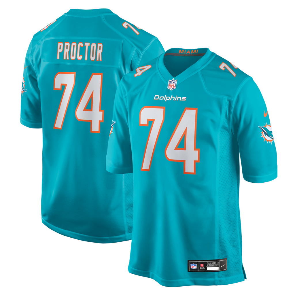 Miami Dolphins Kadyn Proctor Nike Aqua Team Game Jersey