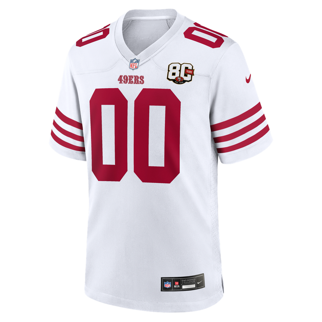 San Francisco 49ers Nike White 80th Anniversary Custom Game Jersey