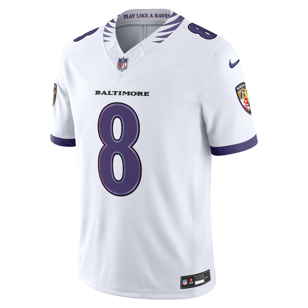 Baltimore Ravens Lamar Jackson Nike White Vapor F.U.S.E. Stitched Limited Jersey