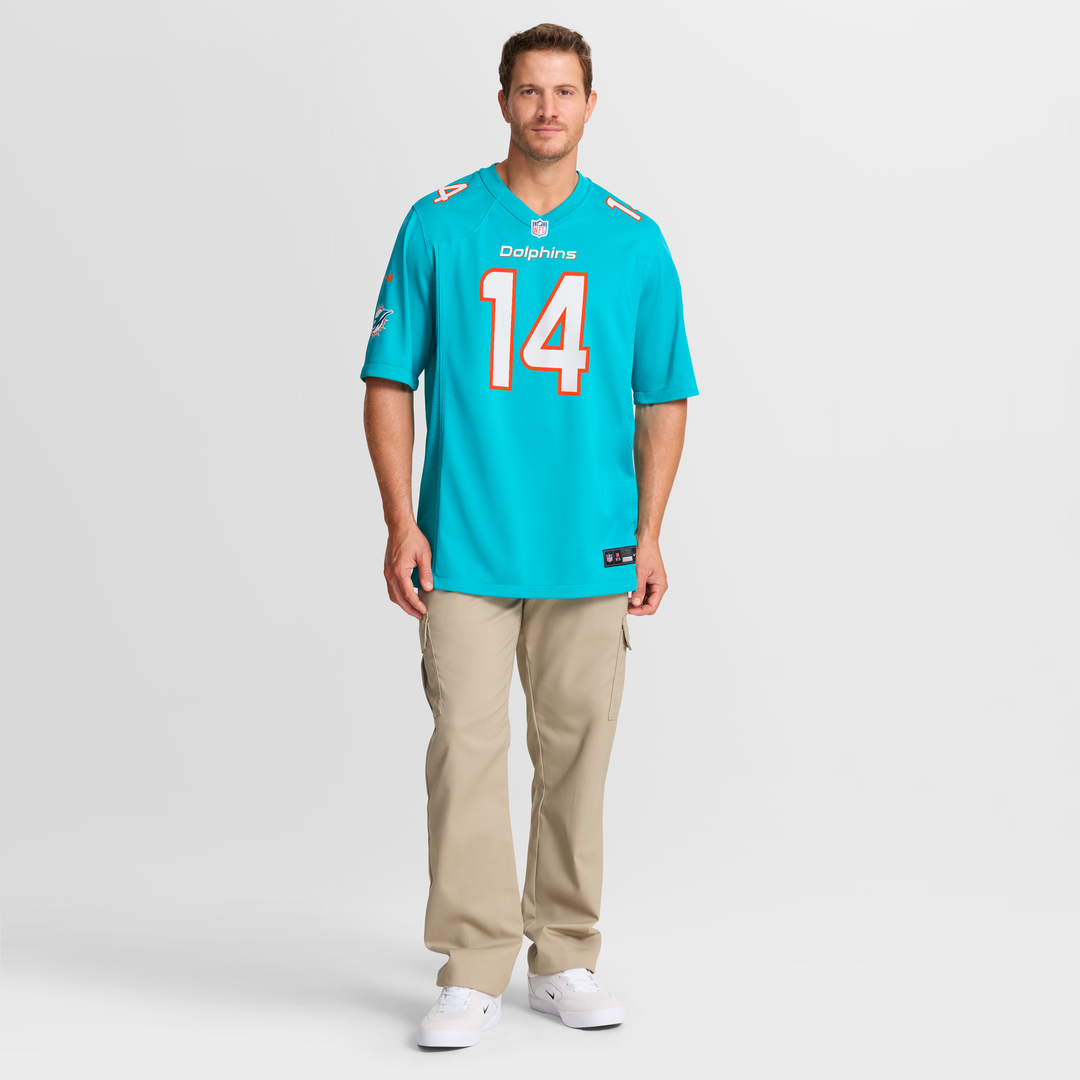 Miami Dolphins Quinn Ewers Nike Aqua Team Game Jersey