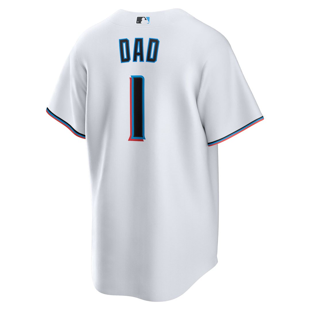 Miami Marlins Nike White #1 Dad Home Replica Jersey