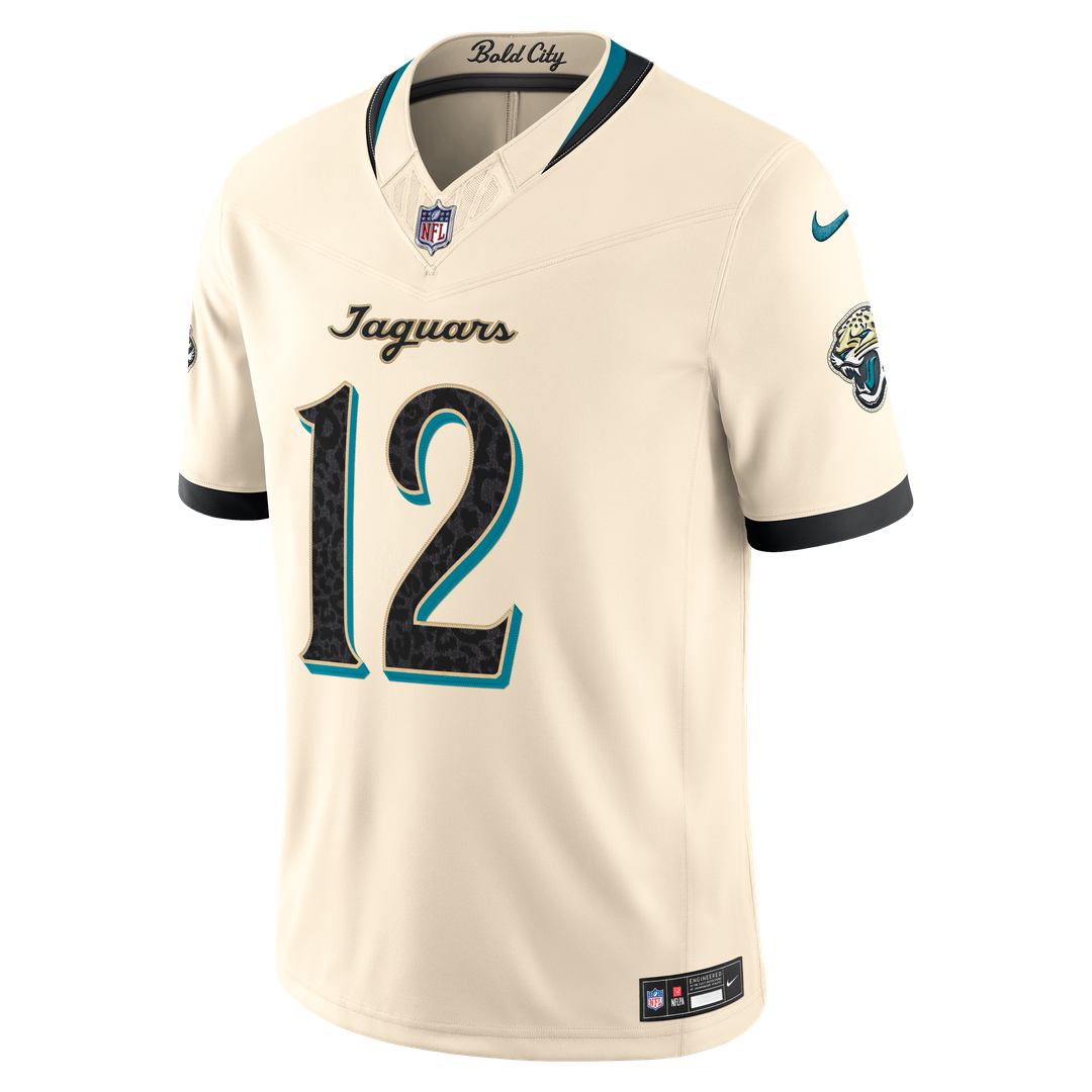 Jacksonville Jaguars Travis Hunter Nike Natural 2026 Rivalries Collection Stitched Limited Jersey