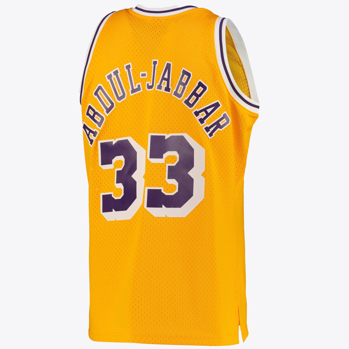 Los Angeles Lakers Kareem Abdul-Jabbar Road Swingman Jersey By Mitchell & Ness - Light Gold