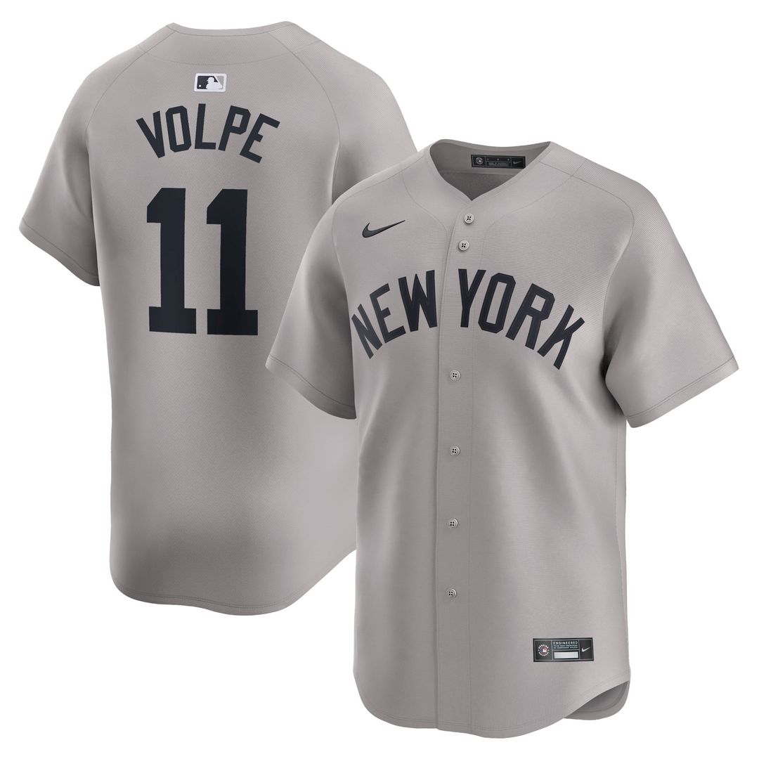 New York Yankees Anthony Volpe Nike Gray Away Limited Player Jersey