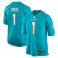 Miami Dolphins Number 1 Groom Nike Aqua Game Jersey