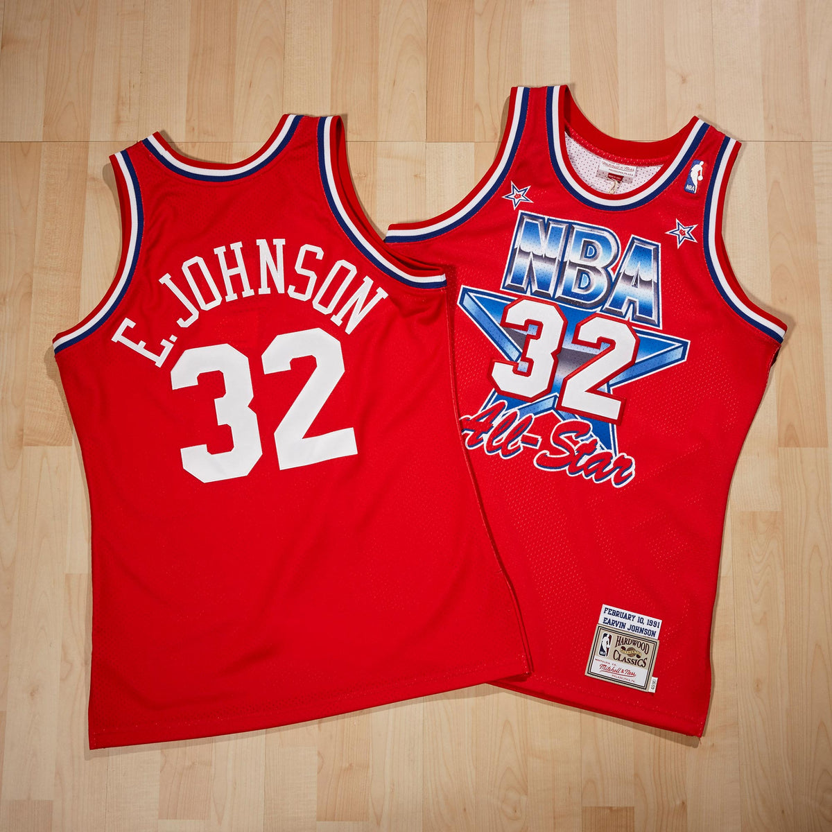 NBA All-Star West Magic Johnson 1991 Authentic Jersey by Mitchell & Ness - Scarlett