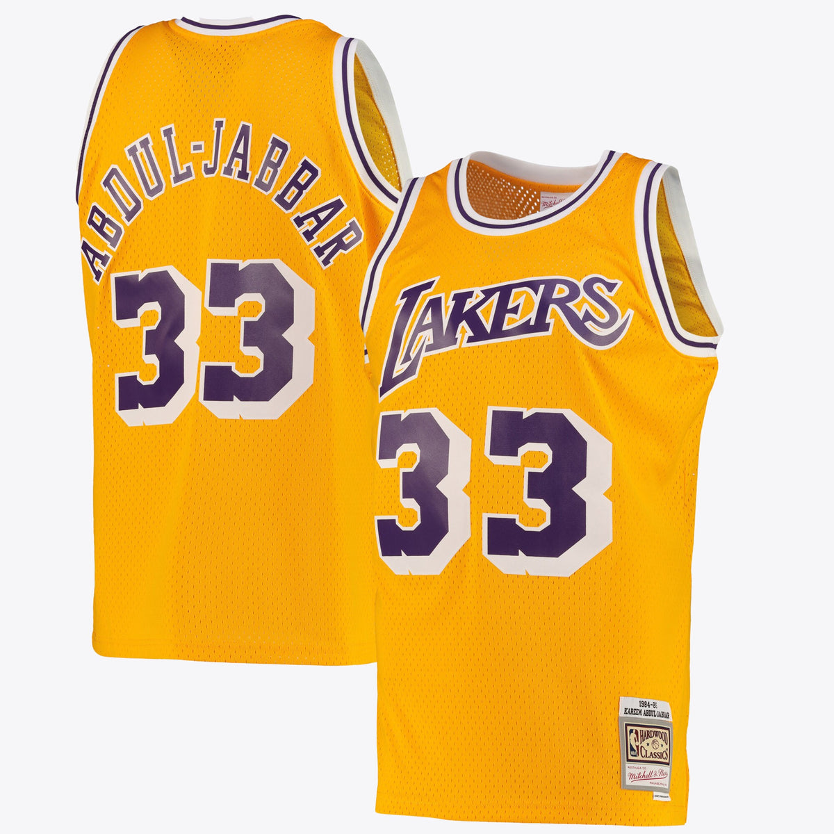 Los Angeles Lakers Kareem Abdul-Jabbar Road Swingman Jersey By Mitchell & Ness - Light Gold