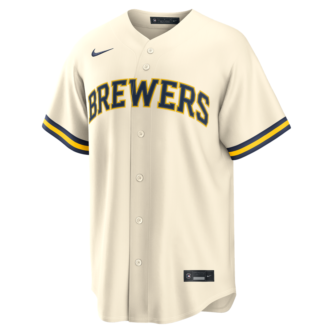 Milwaukee Brewers Nike Cream Home Replica Custom Jersey