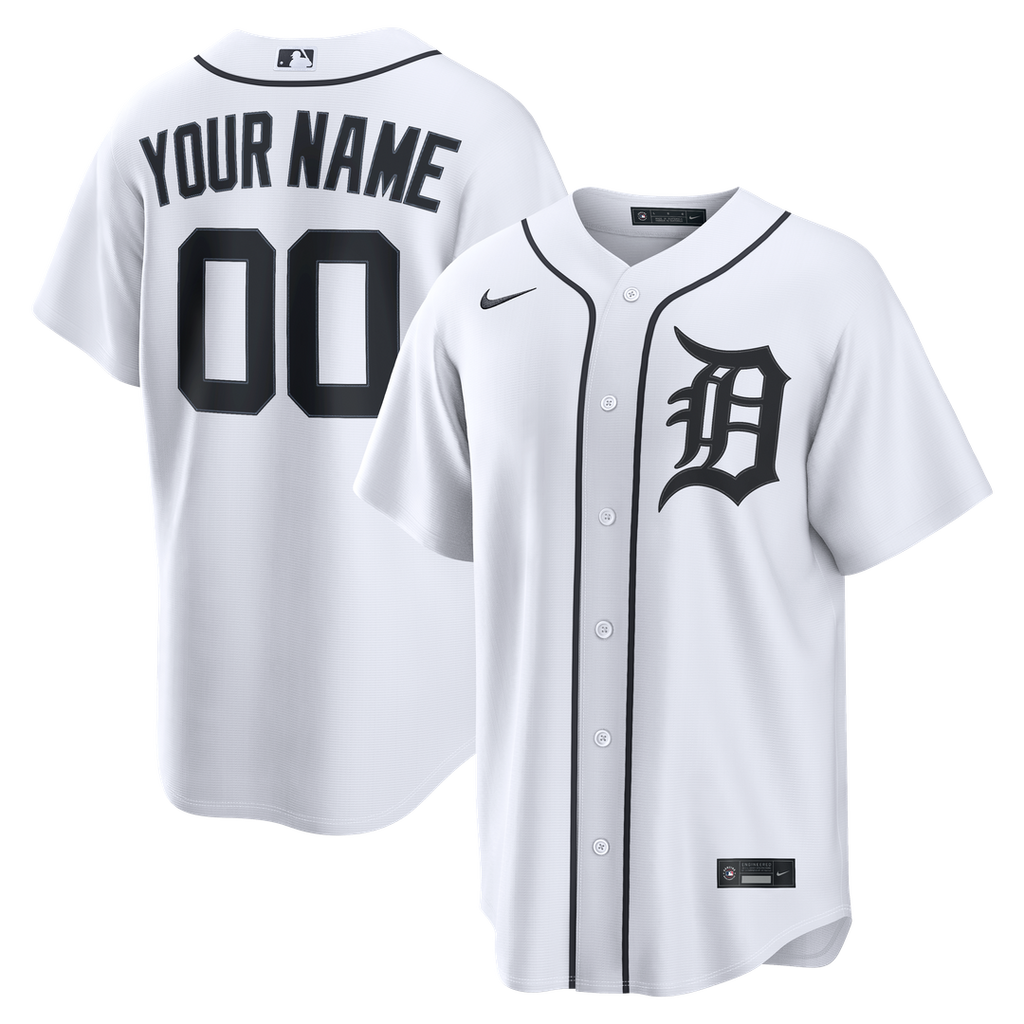Detroit Tigers Nike White Home Replica Custom Jersey