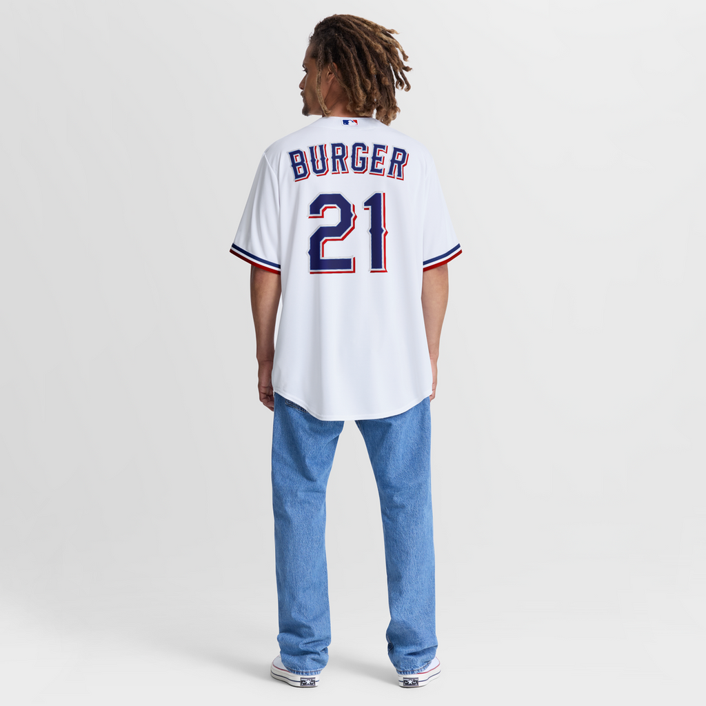 Texas Rangers Jake Burger Nike White Home Replica Jersey