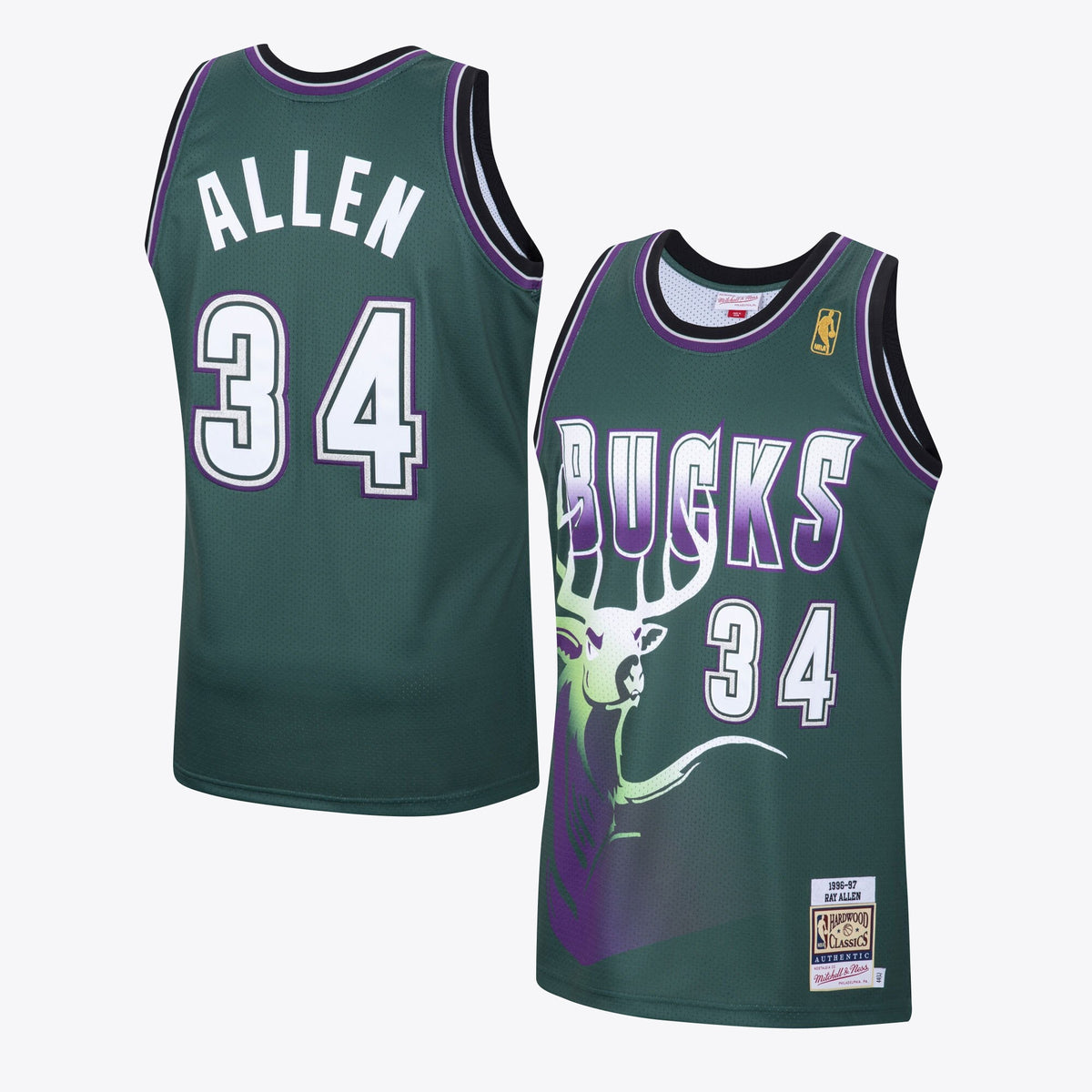 Milwaukee Bucks Ray Allen 1996 Hardwood Classics Alternate Swingman Jersey By Mitchell & Ness - Dark Green
