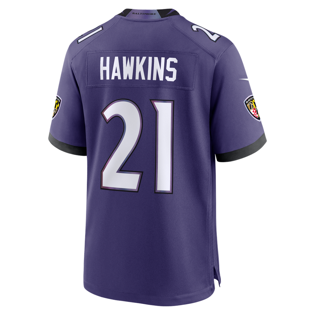 Baltimore Ravens Jaylinn Hawkins Nike Purple Team Game Jersey