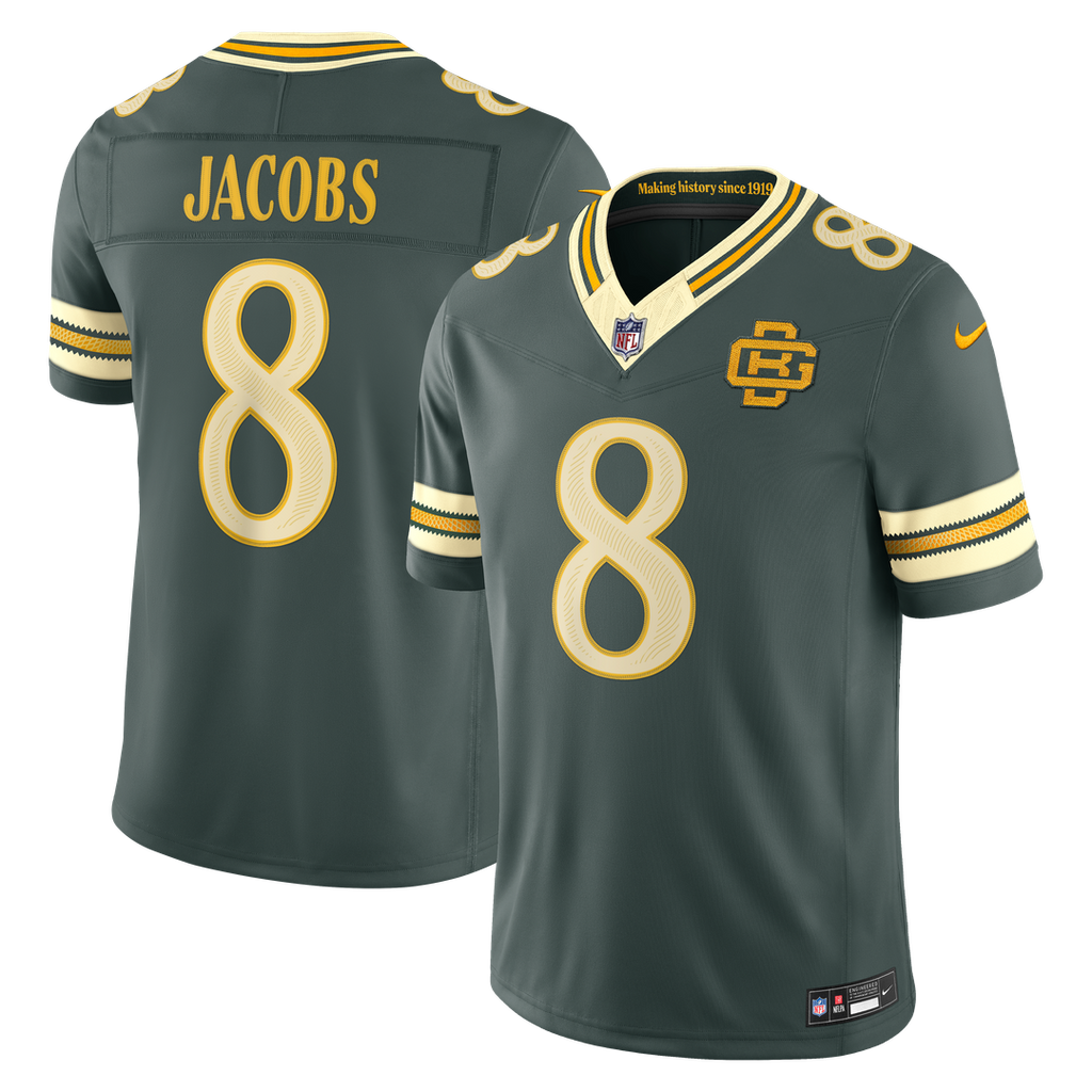 Green Bay Packers Josh Jacobs Nike Green 2026 Rivalries Collection Stitched Limited Jersey