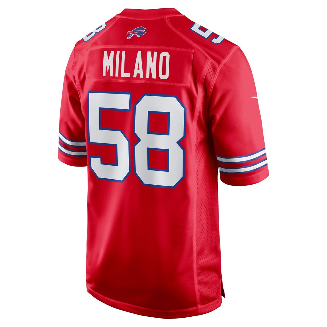Buffalo Bills Matt Milano Nike Red Alternate Game Jersey