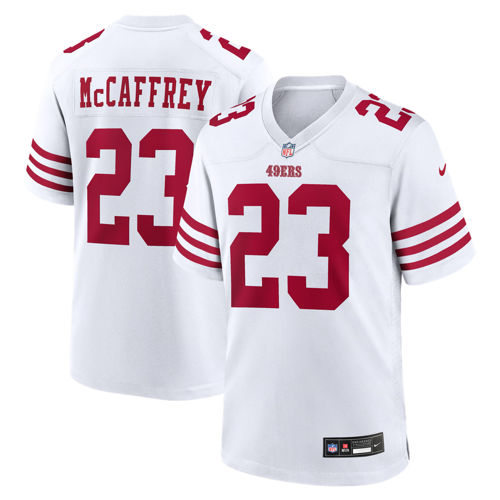 San Francisco 49ers Christian McCaffrey Nike White Game Player Jersey