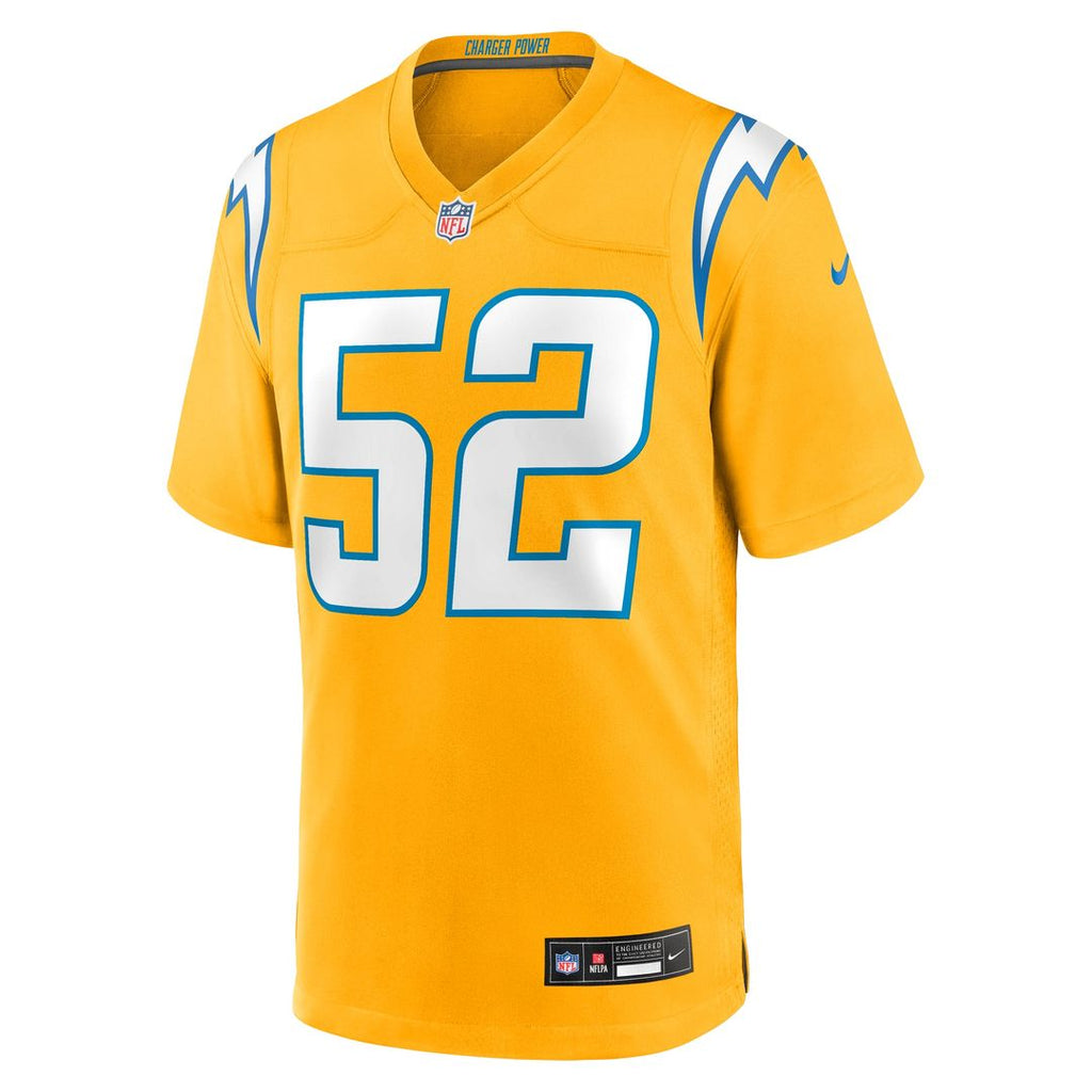 Los Angeles Chargers Khalil Mack Nike Gold Alternate Charger Power Game Player Jersey