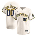 Milwaukee Brewers Nike Cream Home Limited Custom Jersey