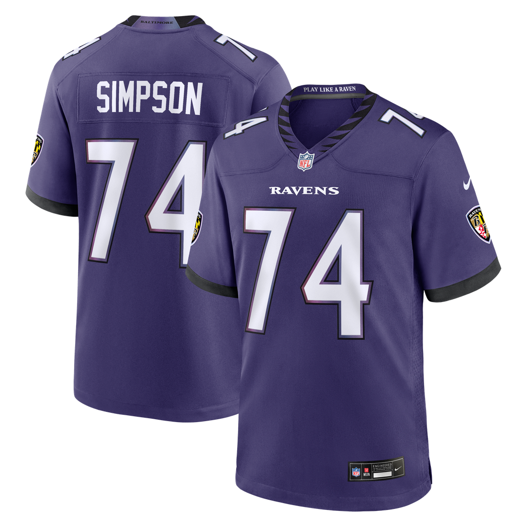 Baltimore Ravens John Simpson Nike Purple Team Game Jersey