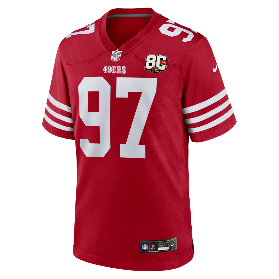 San Francisco 49ers Nick Bosa Nike White 80th Anniversary Game Jersey