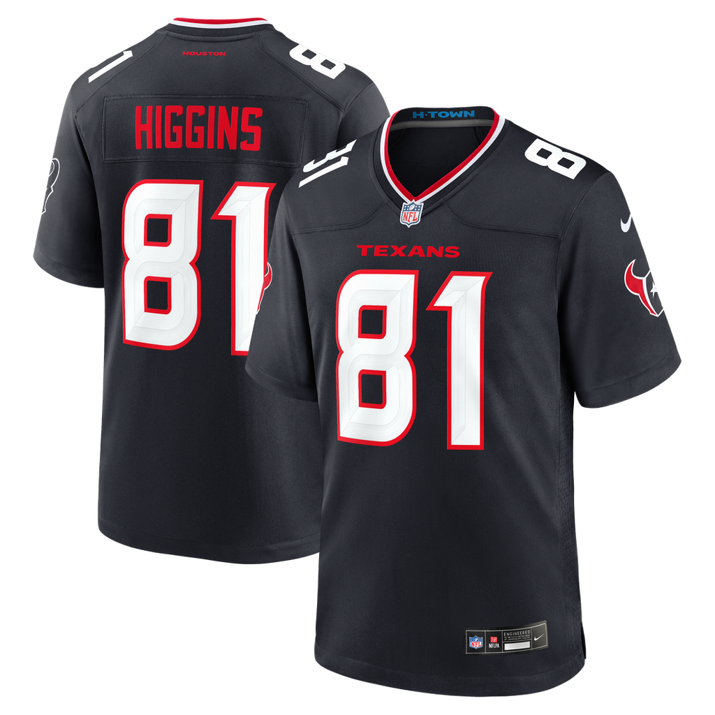 Houston Texans Jayden Higgins Nike Navy Game Jersey