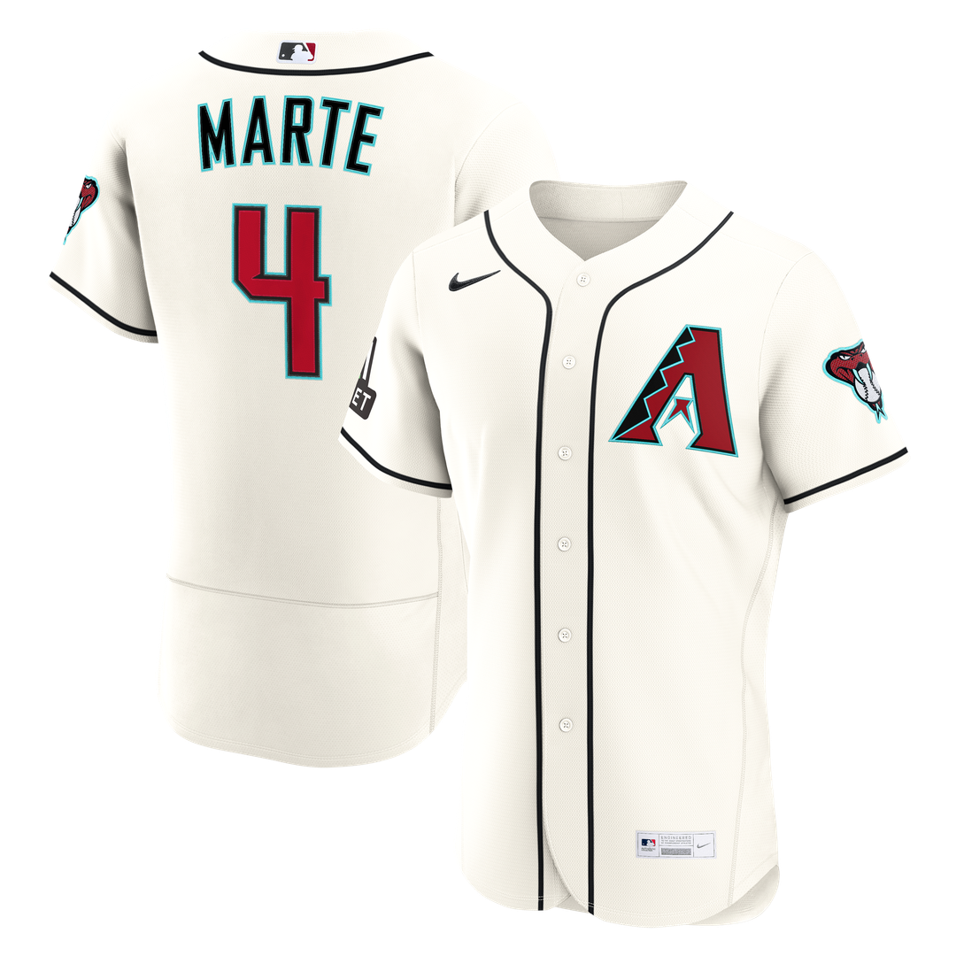 Arizona Diamondbacks Ketel Marte Nike Cream Home Authentic Sponsor Patch Jersey