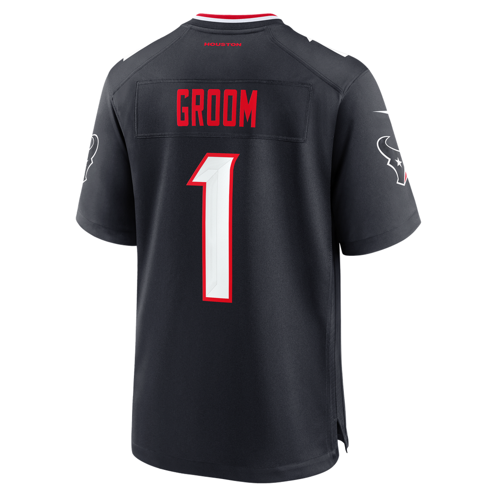 Houston Texans Number 1 Groom Nike Navy Game Jersey