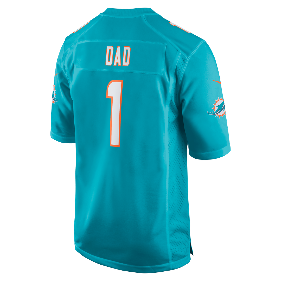 Miami Dolphins Number 1 Dad Nike Aqua Game Jersey