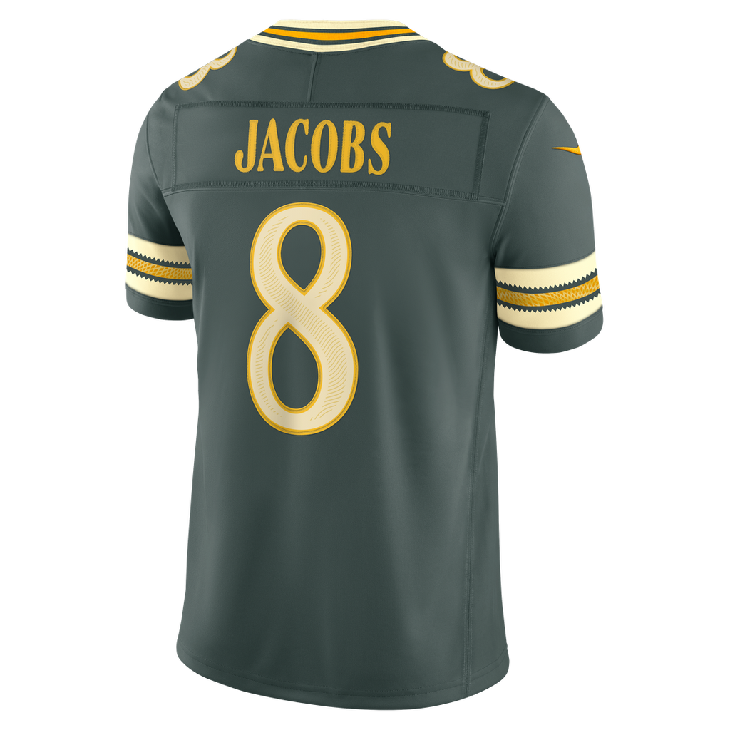 Green Bay Packers Josh Jacobs Nike Green 2026 Rivalries Collection Stitched Limited Jersey