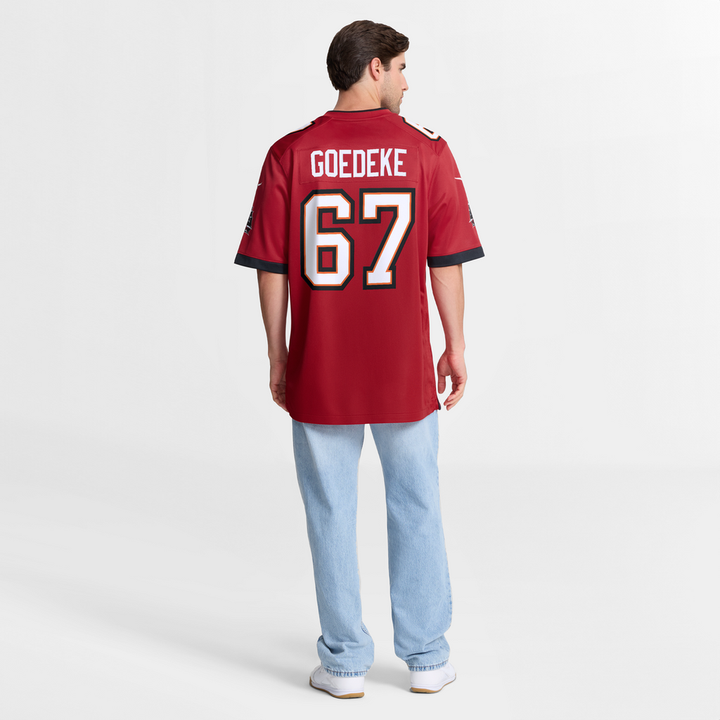 Tampa Bay Buccaneers Luke Goedeke Nike Red Game Player Jersey