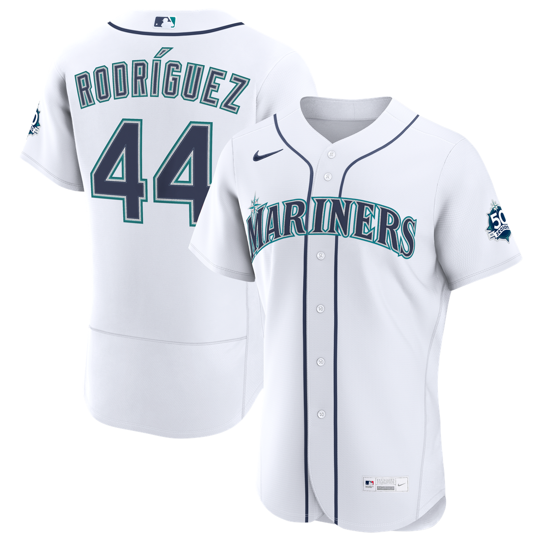 Seattle Mariners Julio Rodriguez Nike White Home 50th Season Authentic Jersey