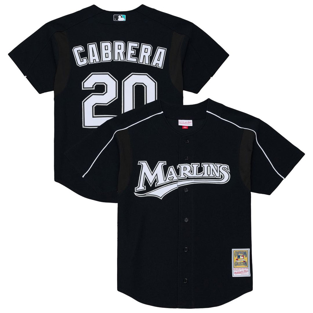 Florida Marlins Miguel Cabrera Mitchell & Ness Black 2003 Cooperstown Mesh Batting Practice Button-Up Jersey