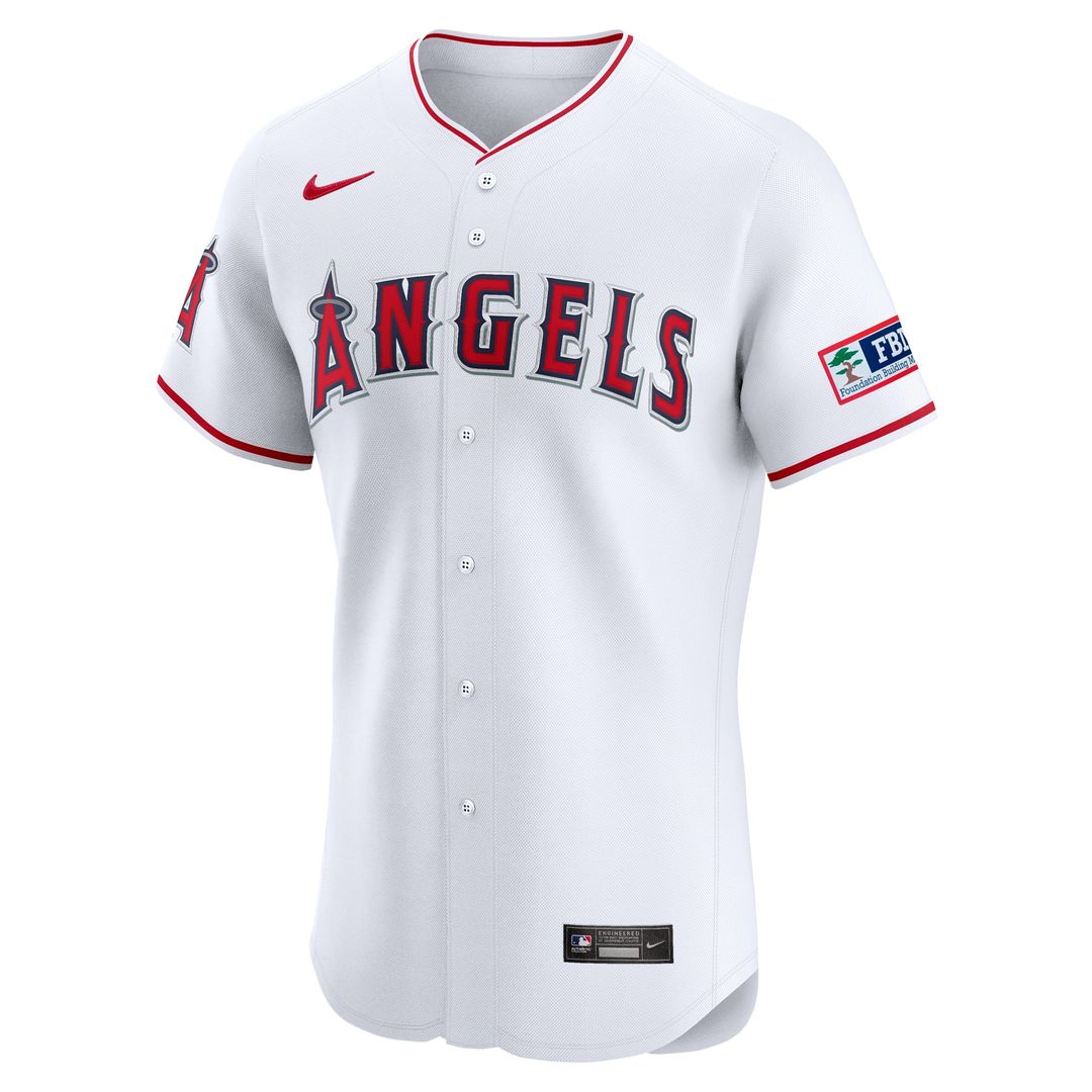 Los Angeles Angels Nike White Home Elite Patch Jersey
