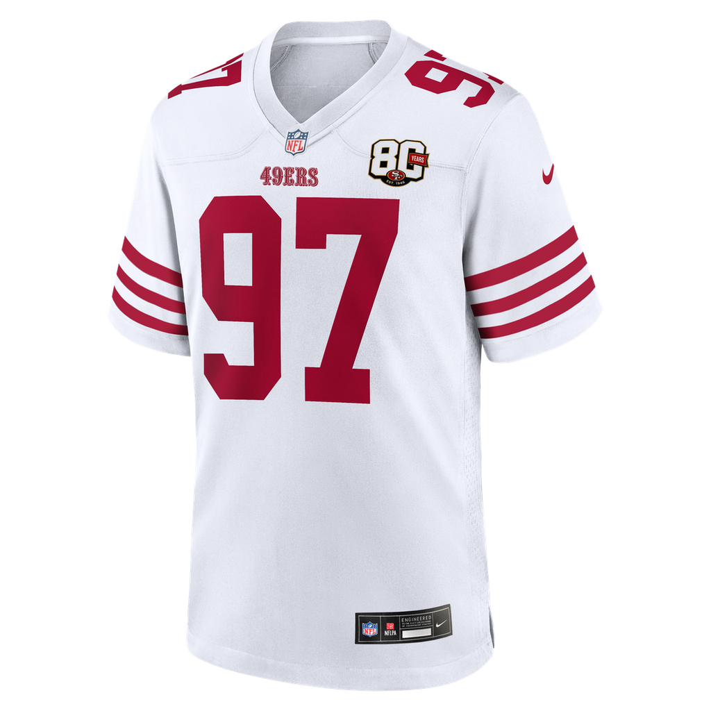 San Francisco 49ers Nick Bosa Nike Scarlet 80th Anniversary Game Jersey