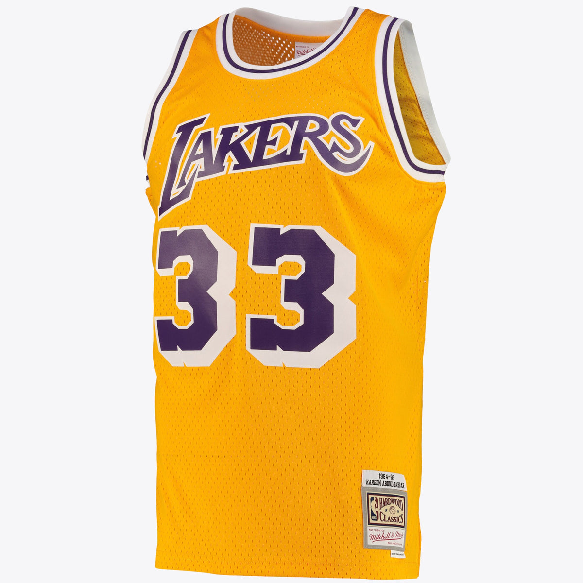 Los Angeles Lakers Kareem Abdul-Jabbar Road Swingman Jersey By Mitchell & Ness - Light Gold