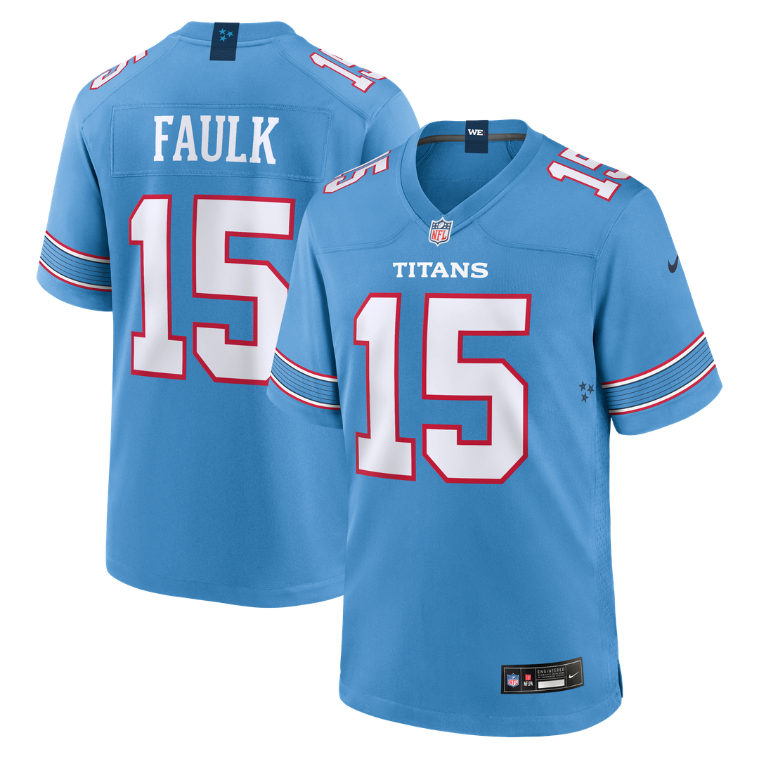 Tennessee Titans Keldric Faulk Nike Light Blue Team Game Jersey